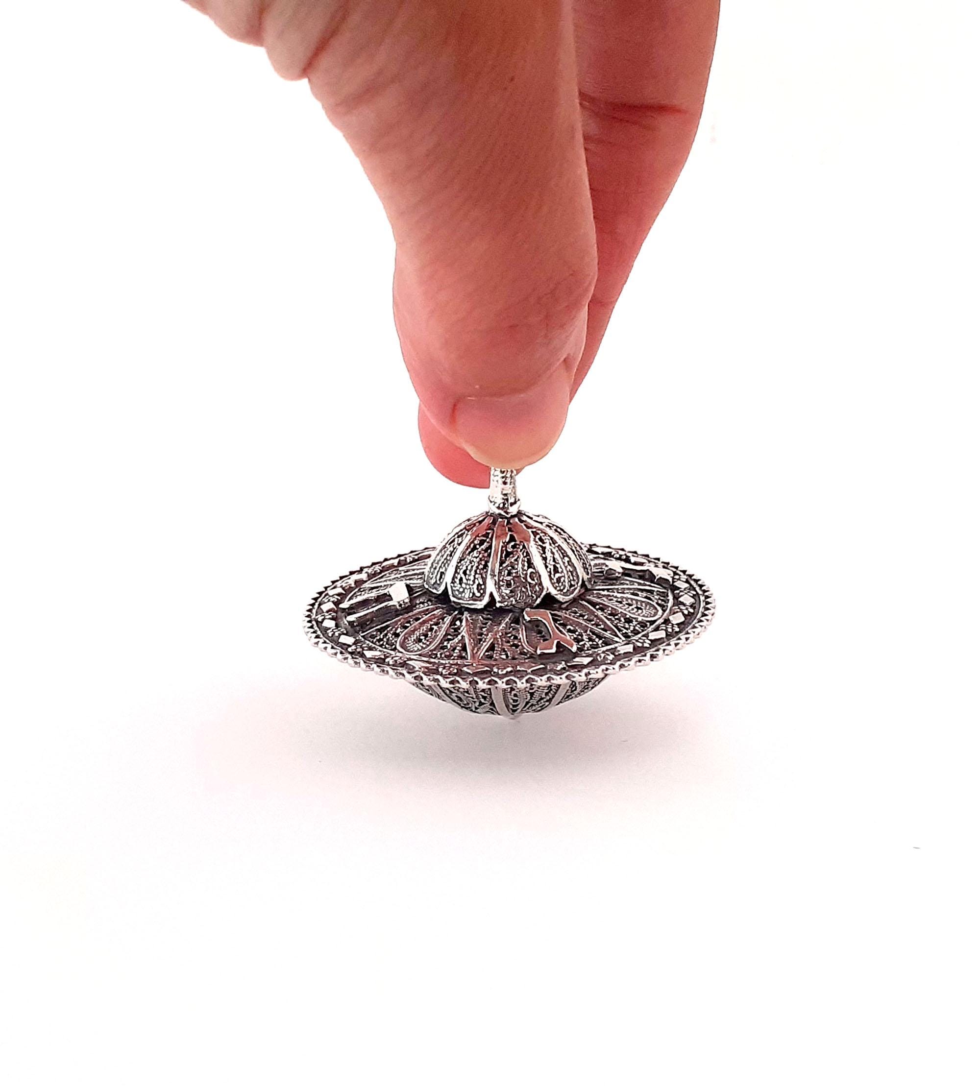 Sterling Silver Dreidel, Hanukkah Jewish Gift, Artisan