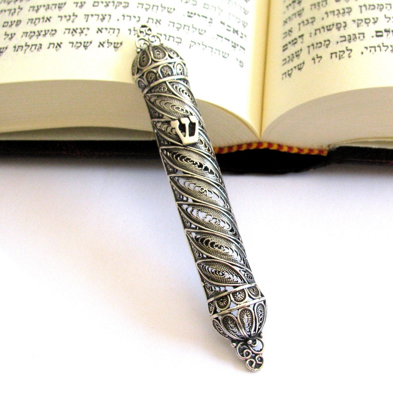 Sterling Silver Mezuzah Case Filigree Door Mezuzah Jewish Etsy