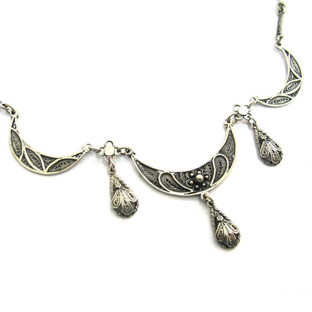 925 Sterling Silver Filigree Ethnic Necklace ID231 Etsy