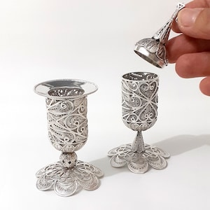 Sterling Silver Havdalah Set, Silversmith Filigree Art, Havdalah Candle Holder And Besamim, Judaica - ID609-652