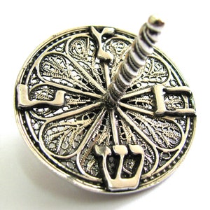 Hanukkah Dreidel, 925 Sterling Silver Filigree, Hanukkah Game, Jewish Holiday Gift, Silver Svivon, Judaica Art - ID951