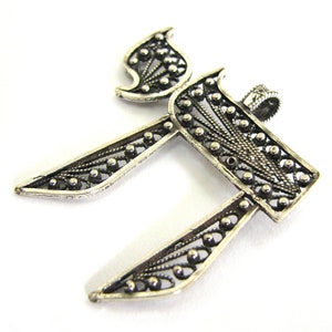 Chai Anhänger, Sterling Silber Unisex Boho Anhänger, filigraner jüdischer Schmuck, Hebräische Halskette, Jehudaica - ID188