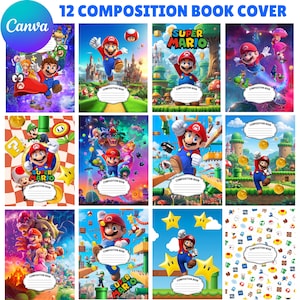 Mario-Notizbuch-Cover, Super Mario-Notizbuch-Vorlage, Gaming-Schulbedarf, Niedliches Videospiel-Tagebuch-Cover, Digitaler Download