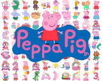 100+ Peppa Pig PNG Bundle, Cartoon Characters, Kids Birthday Shirt Design (Digital Download)