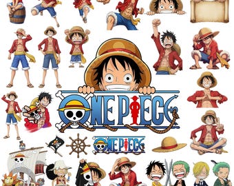 Pacchetto PNG di One Piece, clipart di One Piece, anime di Luffy di One Piece di alta qualità, disegni di avventura piratesca, tappetino da gioco PNG di One Piece, maglietta di One Piece
