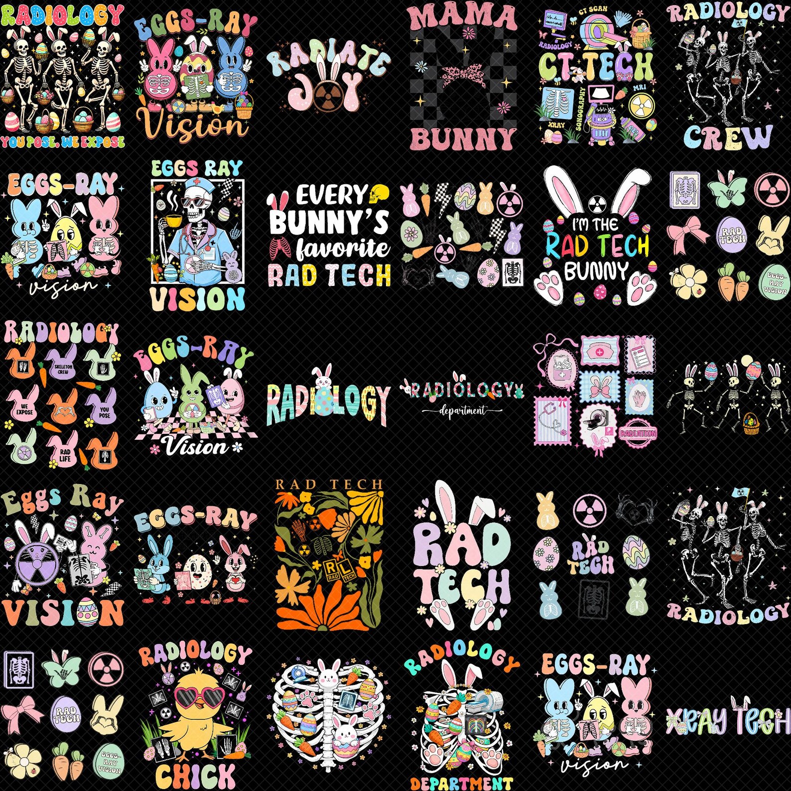 Easter Rad Tech PNG Bundle, Radiology Tech Bunny Designs, Eggs Ray Xray ...