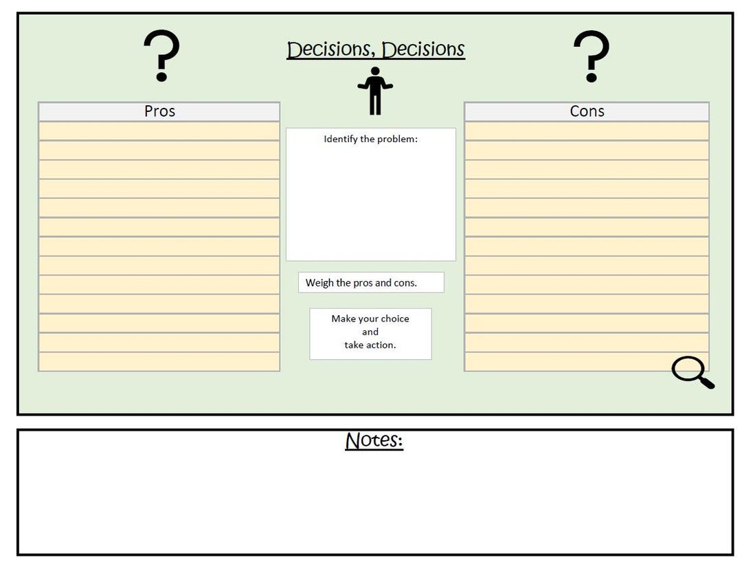 Decision Tree - Pros and Cons - Digital Download (pdf and Excel) - Etsy