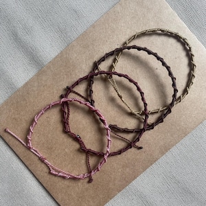 Handmade Surfer Braided Spiral Friendship Bracelet: Thin Waterproof Adjustable Waxed Cord