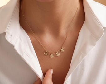 Birth Flower Necklace, Personalized Birth Month Flower Pendant, Custom Floral Jewelry, Minimalist Gold Flower Necklace, Dainty Necklace