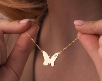 Custom Butterfly Necklace with Initial Butterfly, Butterfly Letter Necklace with Birthstone, Dainty Gold Butterfly Necklace with Birthstone