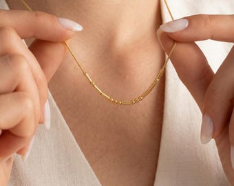 Custom Morse Code Necklace • Personalized Secret Message Necklace • Gold Plated Dainty Jewelry • Unique Customized Gift for Her