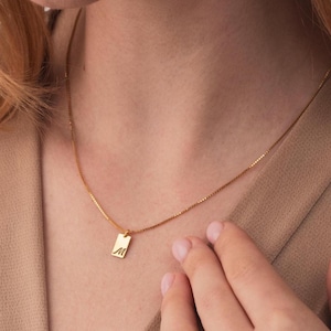 Personalized Bar Tag Name Necklace, Custom Name Tag Necklace, Initial Letter Tag Necklace, Silver Bar Necklace with Box Chain, Chrismas Gift