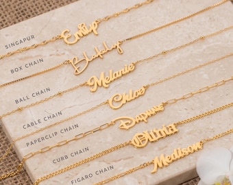 14k Gold Name Necklace, Personalized Name Pendant Necklace, Custom Name Necklace, Minimalist Name Jewelry for Women, Monogram Name Necklace