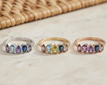 Anpassad födelsestensring, födelsestensring i sterlingsilver, personlig födelsestensring, silverfamiljering för mamma eller mormor