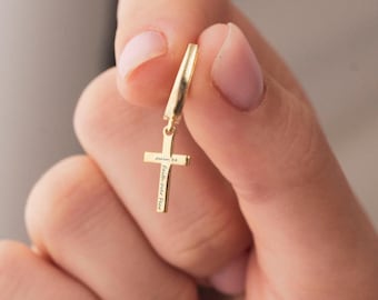Faith over Fear Earrings, Psalm 34 Christian Earrings, Minimal Christian Jewelry, Bible Verse Earrings, Religious Jewelry, Cross Earring
