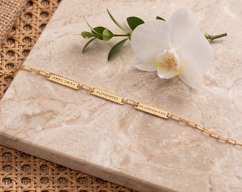 Gouden medische ID-armband, medische ID-armband vrouwen, gepersonaliseerde medische alarmarmband, medische sieraden, gouden papercliparmband voor moeder