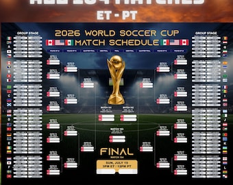 2026 USA Soccer Tournament Schedule Poster, International Football Cup Calendar, Soccer Fan Gift for Him, Soccer Match Tracker Wall Art