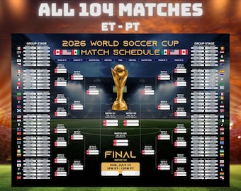 2026 USA Soccer Tournament Schedule Poster, International Football Cup Calendar, Soccer Fan Gift for Him, Soccer Match Tracker Wall Art
