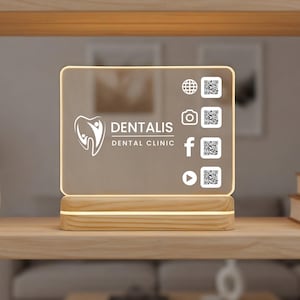 Personalized Mother's Day Gift for Dentist Mom, Dental Clinic Qr Code Lamp for Front Desk, Elegant Social Media QR Stand for Clinics