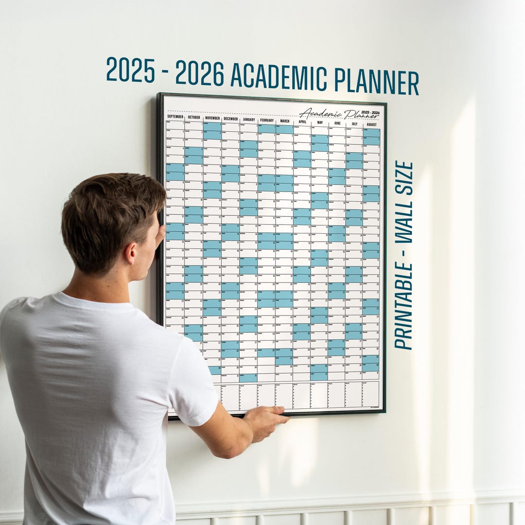 Printable Academic Year Wall Planner: 2025-2026 Calendar (A0-A4 PDF
