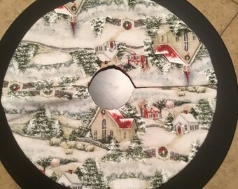 Snowy Winter Scene Tabletop Tree Skirt