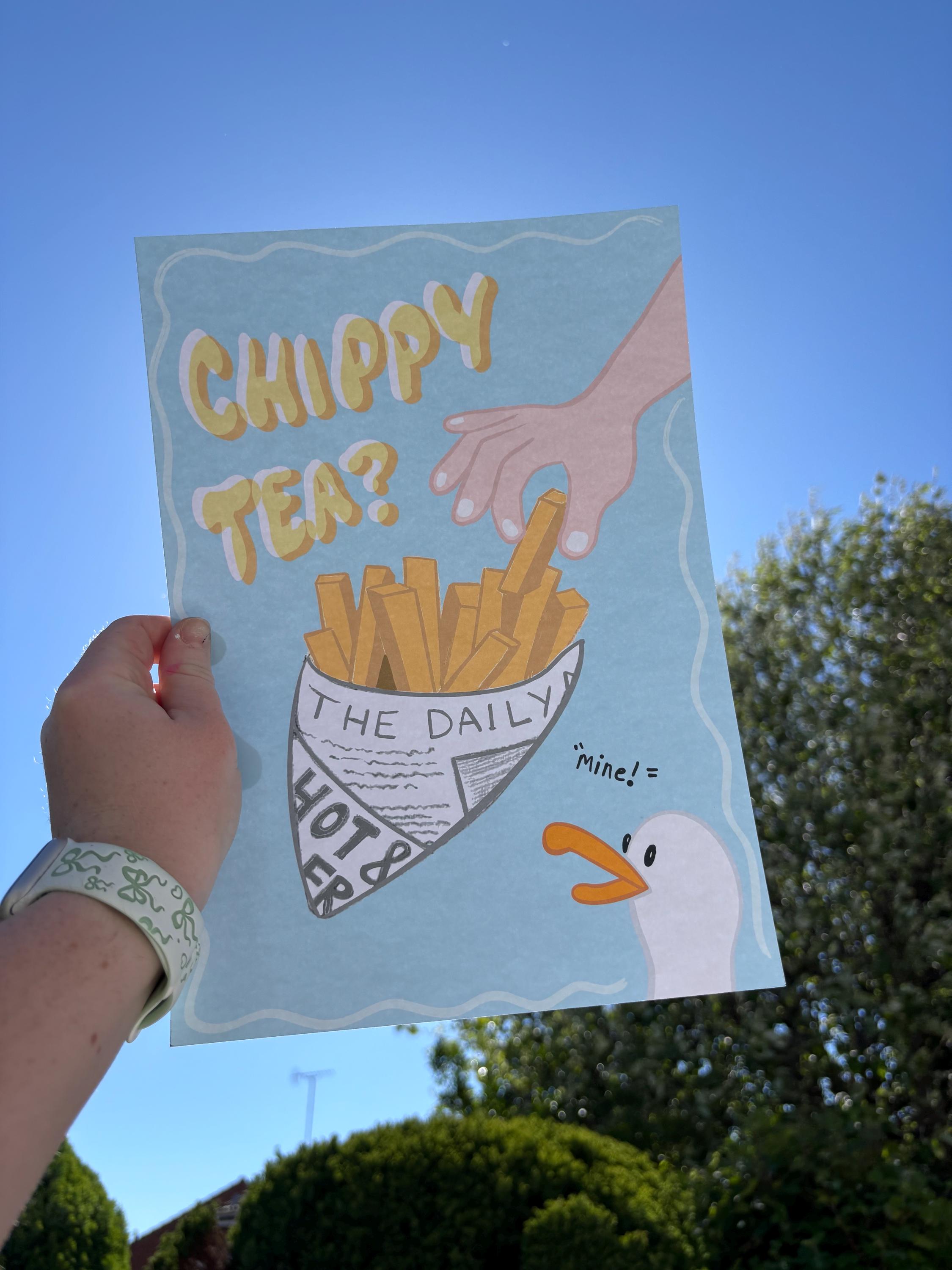 Chippy Tea Funny Food Art Print - Etsy