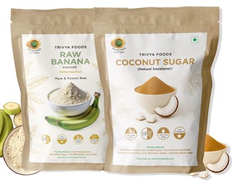 Combo de plátano crudo en polvo y azúcar de coco/edulcorante natural