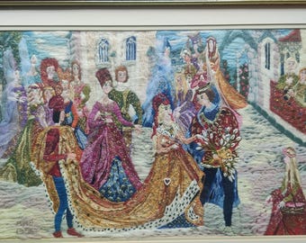 Framed, handmade needlepoint/tapestry wall art .