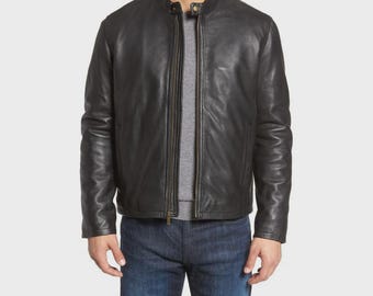 Men Sheep Leather Jacket Big and Tall  Leather Men’s Genuine black sheepskin
