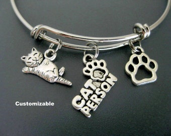 Cat charm bracelet | Etsy