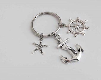 Anchor Keychain / Nautical Key Ring / Rudder Accessories