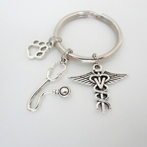 Veterinarian Keychain / Vet Tech Key Ring / Stethoscope Accessories