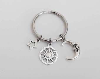 Sun Moon Star Keychain  / Friends Key Ring / Mother Daughter Accessories