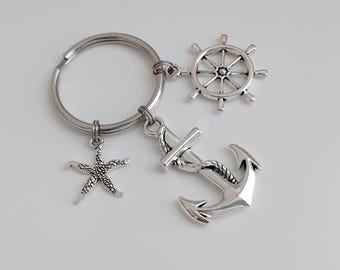 Anchor Keychain / Nautical Key Ring / Rudder Accessories