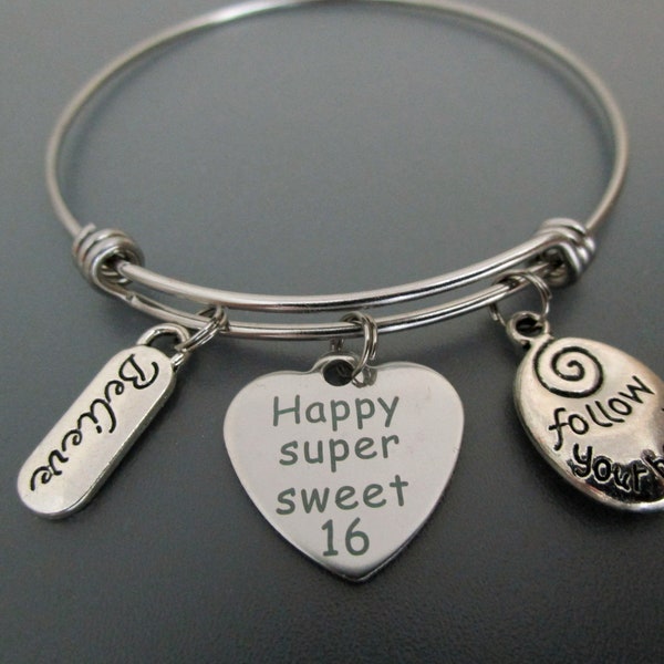 Happy Super Sweet 16 verjaardag bedel armband / zestiende verjaardag sieraden