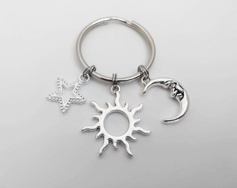 Sun Moon Star Key Ring  / Friends Keychain / Mother Daughter Accessories