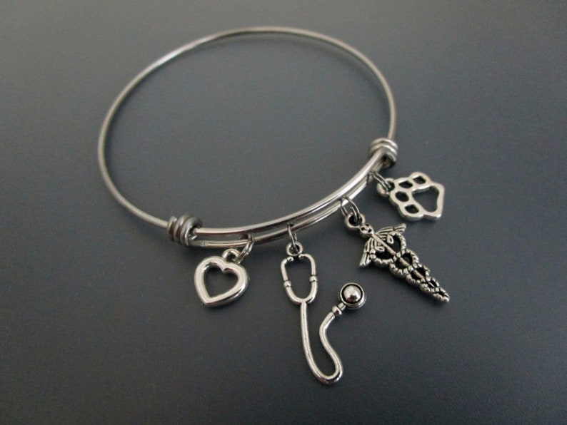 Vet Tech Charm Bracelet / Veterinarian Jewelry / Stethoscope Etsy New Zealand