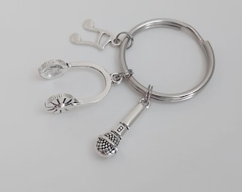 Karaoke Keychain / Musical Notes Microphone Key Ring / Love to Sing Accessories