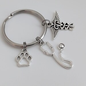 Vet Tech Keychain / Veterinarian Key Ring / Stethoscope Accessories