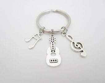 Guitar Keychain / Music Teacher Key Ring / Music Note Accessories