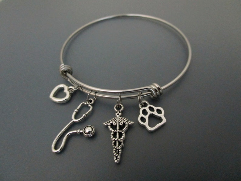 Vet Tech Charm Bracelet / Veterinarian Jewelry / Stethoscope Etsy New