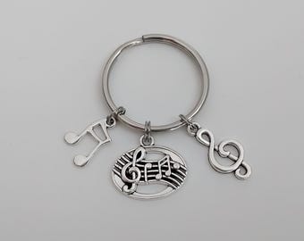 Music Lover Keychain / Treble Key Ring / Music Note Gift