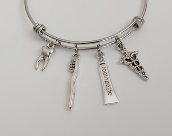 Dental Hygienist Charm Bracelet / Dental Assistant Bangle