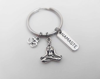 Yoga Keychain / Namaste Key Ring  / Sport Accessories