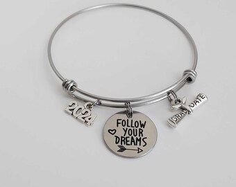 Graduation Bracelet / Follow Your Dreams / Class of 2024 / Graduate Jewelry