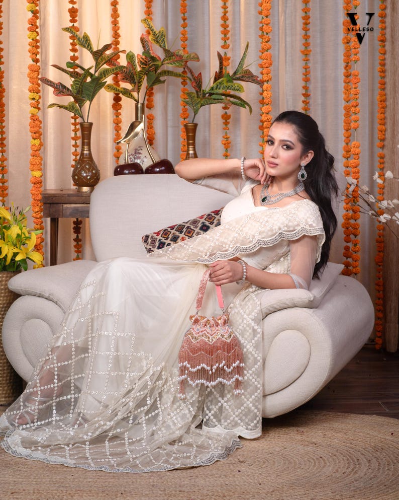 Peach Embroidered Potli For Wedding main image 0