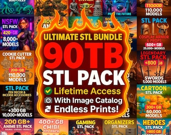 Paquete STL de impresión 3D: 90 TB, paquete mega con 100 000 archivos STL, descarga instantánea, acceso a la unidad
