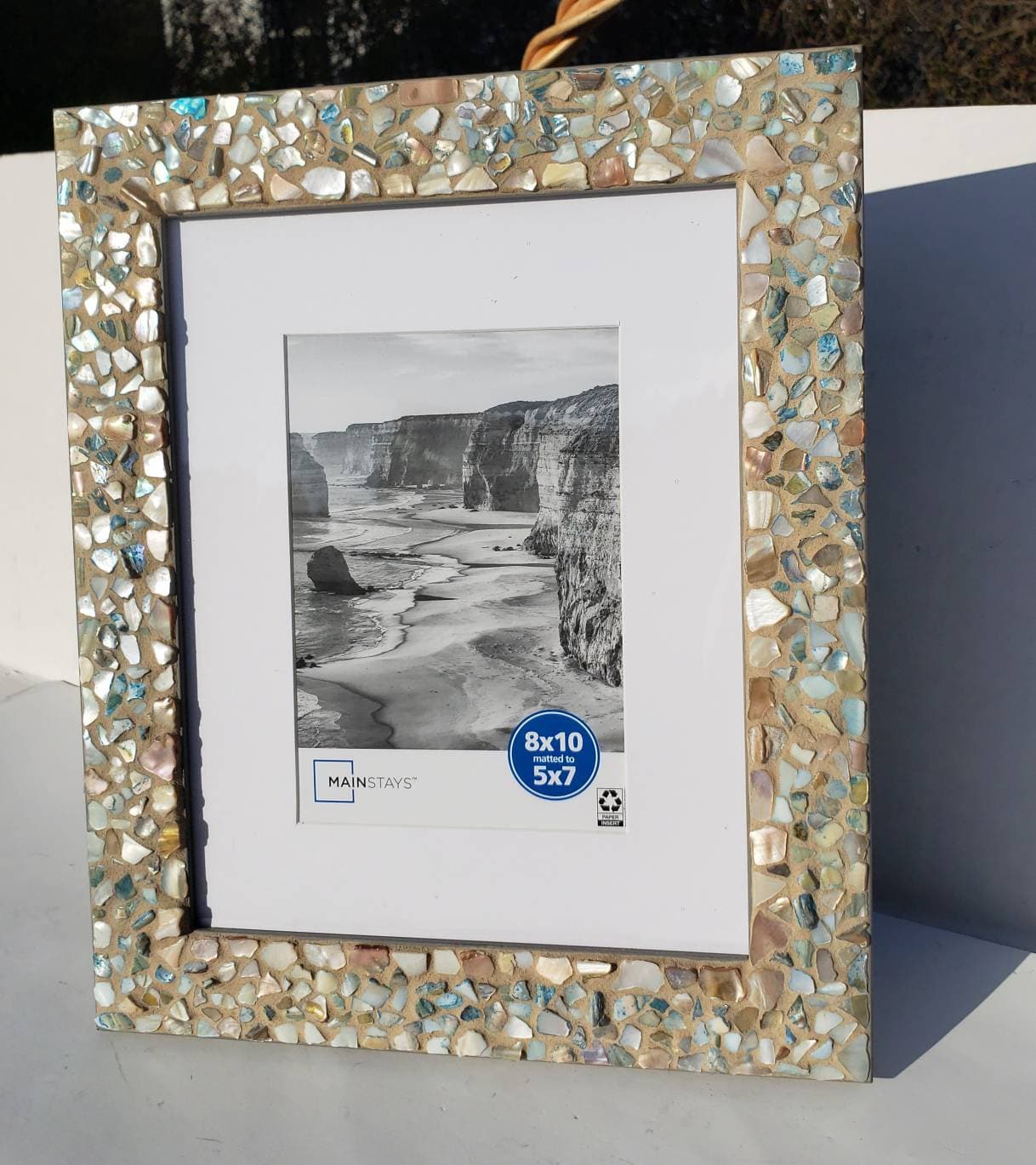 8 X 10 5 X 7 Matted Abalone Shell Mosaic Photo Frame Beach Frame