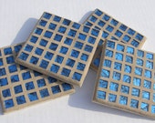 Coasters Blue Glass Mosaic Coasters  Blue Unisex Decor Housewarming Gift Barware Drinkware