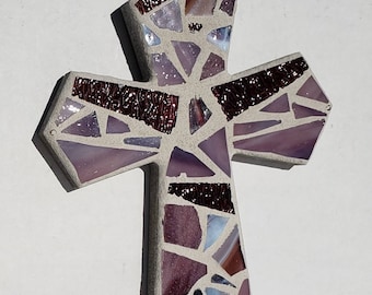 Purple Mosaic Wall Cross Christian Religious Decor Baptism Christening Spiritual Gift Godchild Godparent